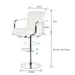 Lot de 2 tabourets de bar avec dossier et accoudoirs en similicuir - blanc