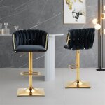 Tabouret de bar - gutent - lot de 2 - dossier ergonomique - pivotant 360 - mtal dor noir