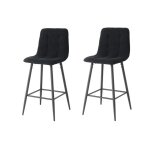 Lot de 2 tabourets de bar avec dossier - tissu coloris noir - hauteur assise 65 cm - curio