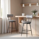 Lot de 2 tabourets de bar hauteur 65cm avec dossier confortable siège en pu imperméable et cadre métallique ... Lot de 2 tabourets de bar hauteur 65cm avec dossier confortable siège en pu imperméable et cadre métallique ...