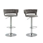 Lot de 2 tabouret bar hauteur rglable rotation  360 scandinave moderne 54x46x97cm gris