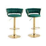 Lot de 2 tabouret bar hauteur réglable rotation à 360° scandinave moderne 54x46x97cm vert Lot de 2 tabouret bar hauteur réglable rotation à 360° scandinave moderne 54x46x97cm vert