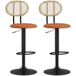 Lot de 2 tabourets de bar homcom chaises de bar hauteur réglable avec dossier en rotin et repose - pieds ... Lot de 2 tabourets de bar homcom chaises de bar hauteur réglable avec dossier en rotin et repose - pieds ...