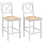 Lot de 2 tabourets de bar - homcom - dossier haut et repose - pieds - cadre en bois massif - 41x46x975cm ...