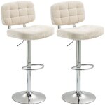 Lot de 2 tabourets de bar - homcom - dossier hauteur rglable et repose - pieds - cadre en acier - charge ...