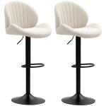Lot de 2 tabourets de bar - homcom - forme de coquillage - dossier hauteur r�glable et repose - pieds ...