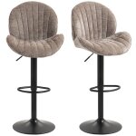 Lot de 2 tabourets de bar - homcom - forme de coquillage - dossier hauteur r�glable et repose - pieds ...