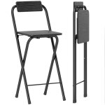 Lot de 2 tabourets de bar - homcom - pliables - dossier et repose - pieds - cadre en acier - 87 cm de ...