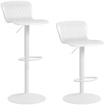 Lot de 2 tabourets de bar - homcom - r�glable en hauteur dossier et repose - pieds inclus - pp et m�tal ...