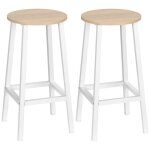 Lot de 2 tabourets de bar - homcom - style moderne - hauteur 65 cm - repose - pieds - blanc et aspect ...