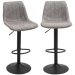 Lot de 2 tabourets de bar homcom style vintage hauteur réglable pivotant avec repose - pied gris Lot de 2 tabourets de bar homcom style vintage hauteur réglable pivotant avec repose - pied gris