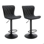 Lot de 2 tabourets de bar homemiyn - hauteur r�glable 360� rotatif en simili - cuir noir diamant�