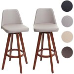 Lot de 2 tabourets de bar hwc - c43 - taupe - bois simili cuir - conception robuste - pivotant