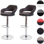 Lot de 2 tabourets de bar hwc - f16 pivotants avec dossier simili cuir brun - noir Lot de 2 tabourets de bar hwc - f16 pivotants avec dossier simili cuir brun - noir