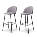 Lot de 2 tabourets de bar lili gris rembourrs et pieds en mtal noir - hauteur 65 cm