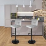 Lot de 2 tabourets de bar - mengda - chaises de salle � manger - assise en velours - r�glable en hauteur ...