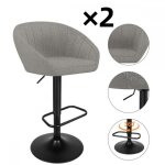 Lot de 2 tabouret de bar - mengda - r�glage en hauteur 55 - 75 cm - avec dossiercoussin moelleux - tissu ...