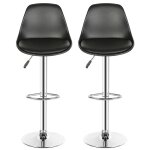 Lot de 2 tabourets de bar - mipan - tabouret de bar noir - hauteur r�glable(83 - 103cm) - rotatif - pu ...