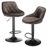 Lot de 2 tabourets de bar - mipan - velourstabouret de comptoir rembourr� - r�glable en hauteur 85 - ...