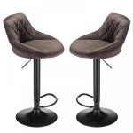 Lot de 2 tabourets de bar - mipan - velourstabouret de comptoir rembourr - rglable en hauteur 85 - ...