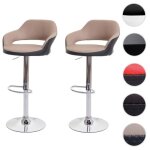 Lot de 2 tabourets de bar pivotants avec dossier simili cuir taupe - noir - hwc - f16 Lot de 2 tabourets de bar pivotants avec dossier simili cuir taupe - noir - hwc - f16