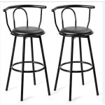Lot de 2 tabourets de bar pivotant universel avec dossier et repose - pied confortable assise avec selle ...