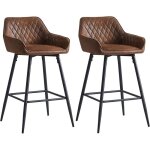 Ainpecca - lot de 2 tabourets de bar en simili - cuir marron avec accoudoirs et repose - pieds dossier ...