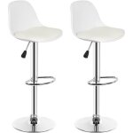 Lot de 2 tabourets de bar en pu - yis - contemporain - réglable en hauteur - blanc Lot de 2 tabourets de bar en pu - yis - contemporain - réglable en hauteur - blanc