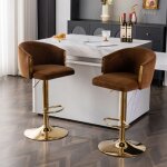 Lot de 2 tabourets de bar - redom - chaises de bar - hauteur rglable - marron