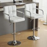 Lot de 2 tabourets de bar réglable en hauteur - 49 x 52 x 94 - 114 cm - simili - blanc Lot de 2 tabourets de bar réglable en hauteur - 49 x 52 x 94 - 114 cm - simili - blanc