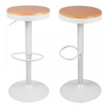 Lot de 2 tabouret de bar r�glable en hauteur en bois et m�tal facile � monter - errolves - marron et ...