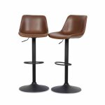 Lot de 2 tabourets de bar réglables - noah - simili cuir marron - hauteur réglable 60. 5 / 81. 5cm. repose ... Lot de 2 tabourets de bar réglables - noah - simili cuir marron - hauteur réglable 60. 5 / 81. 5cm. repose ...