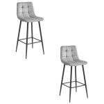 Lot de 2 tabourets de bar avec repose - pieds tabourets bar - bistro sige en velours pieds en mtal ...
