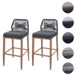 Lot de 2 tabourets de bar rope hwc - o21 anthracite coussin gris fonc