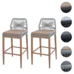 Lot de 2 tabourets de bar rope hwc - o21 gris clair coussin taupe