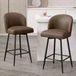 Lot de 2 tabourets de bar en similicuir pu avec dossier pivotants 360� pied m�tal stable pour cuisine ...