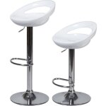 Lot de 2 tabourets de bar tlescopique - blanc - pieds mtal chrom - l 46 x p 35 x h 60 cm - monaco