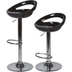Lot de 2 tabourets de bar t�lescopique - noir - pieds m�tal chrom� - l 46 x p 35 x h 60 cm - monaco