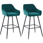 Ainpecca lot de 2 tabourets de bar accoudoirs avec dossier motif diamant en velours pieds mtalliques ...