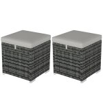 Lot de 2 tabourets - outsunny - avec espace de rangement - coussin amovibles - en rotin pe - 40 x 40 ...