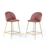Tabourets - sara - xl - velours rose blush - pieds en mtal - hauteur dassise 65 cm