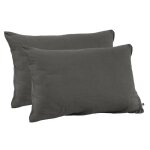 Lot de 2 taies d?oreiller en double gaze de coton ? 50 x 70 cm ? coloris granit