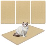 Lot de 2 tapis griffoirs pour chats 80x50cm costway en sisal naturel bandes auto - agrippantes prot�ge ...