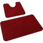 Lot de 2 tapis de salle de bain tapis de salle de bain antid�rapant tapis de salle de bain lavable rouge ...