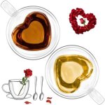 Lot de 2 tasse � caf� double paroi en forme de c?ur de 180ml - pour caf� cappuccino latte pour couples ...