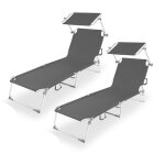 Transat / chaise longue pliante - juanio - lot de 2 - aluminium antirouille - pare - soleil r�glable ...