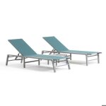 Lot de 2 transats duna inclinables + table en aluminium et textil�ne pliables pour jardin terrasse ou ...