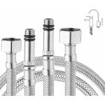 Lot de 2 tuyaux flexibles tress�s inox 304 1 / 2 ? 600 mm pour mitigeur monobloc (cuisine / lavabo)