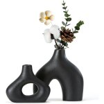Vases en cramique - lot de 2 - noir - design moderne - style bohme minimaliste