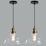 Lot de 2 verre r�tro suspension luminaire industrielle vintage e27 lustre eclairage de plafond grand ...